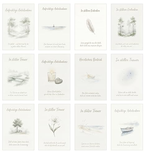 Edition Seidel Set de 12 tarjetas de condolencia con sobre. Tarjetas de condolencia Tarjeta de condolencia Tarjeta doble Tarjeta plegable Frases Condolencias (SW026)