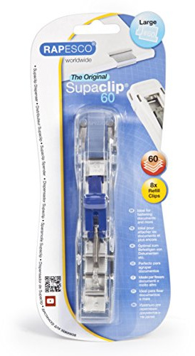RAPESCO RC6008SS Dispenser Supaclip 60 e 8 Clips in Acciaio Inossidabile | Dispenser di Mollette Trasparente