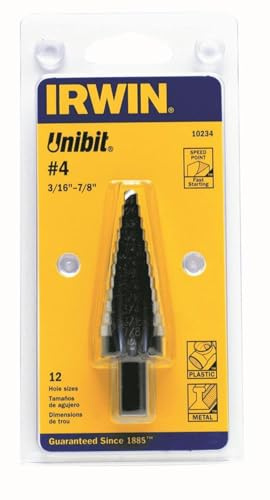 Irwin #4 Unibit Step Drill Bit 3/16 in. to 7/8 in. 12 Sizes