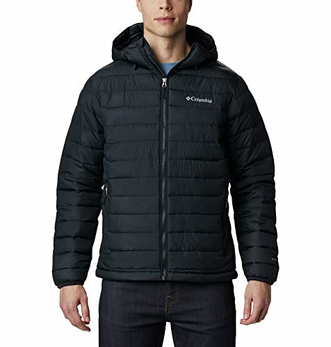 Columbia Powder Lite Hooded Jacket, Chaqueta Acolchada Con Capucha Hombre, Black, L