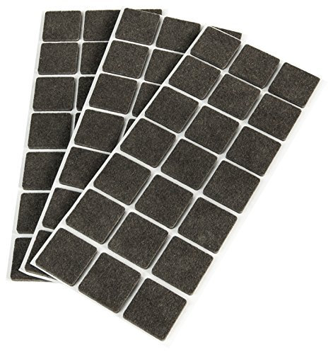 Emuca 2038816 Set di 63 Feltrini Autoadesivi Quadrati, 30X30 mm, Marrone
