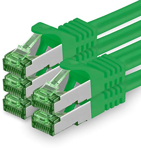1aTTack.de 1.5 M Cat.7 Netzwerk-Kabel 5 Stück Cat7 Patch-Kabel Lan-Kabel Ethernet RJ45 10 Gbit/s (Alle Internetgeschwindigkeiten) Grün 1,5 Meter