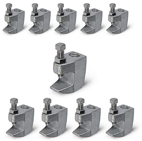 Highcraft DMCT-HF38-10 Junior Beam Clamp- Wall Ceiling Mount Vertical Piping Support- Clamp for Copper, Steel, PVC Tubing, 3/8 in., Electro Galvanized Steel (10 Pack)
