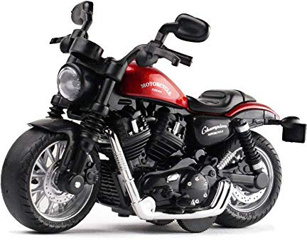 Gilumza Pull Back Motorcycle Toys, Tiny Gift with Music Lighting, Retro Motorcycles Toy for Boys Kids Age 3 4 5 6 7 8 Year Old (Red)