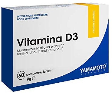 YAMAMOTO NUTRITION Vitamina D3 60 Compresse, Integratore Alimentare che Apporta 50 mcg di Vitamina D3 per Compressa, Fornisce Supporto a Ossa e Denti