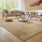 Paco Home Moderner Kuscheliger Wohnzimmer Teppich Kurzflor waschbar flauschig Weich Einfarbig Felloptik zeitlos stilvoll rutschfest pflegeleicht, Grösse:200 cm Quadrat, Farbe:Beige 2