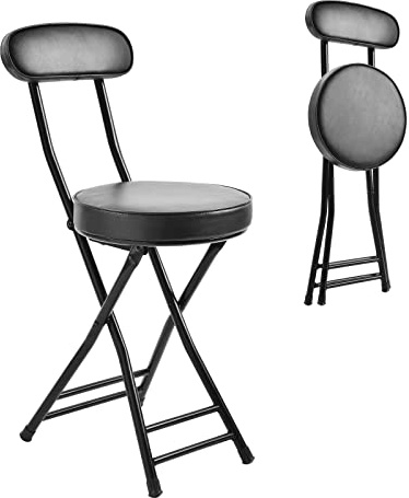 H HOMEWINS Cushioned Padded Folding Stool,1PCS 18.7-Inch Counter Height Bar Stool,Portable Folding Stool with Handle for Fishing Hiking Gardening Travel BBQ
