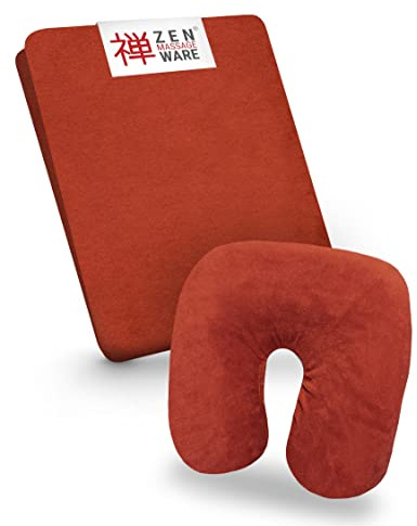 Zen Spännpåslakanset för massagefåtölj och nackstöd | fluffig frotté | extra lättskött och tvättbar 60° | Oeko TEX 100 | för alla vanliga kosmetiska bord och terapibänkar (Terakotta)