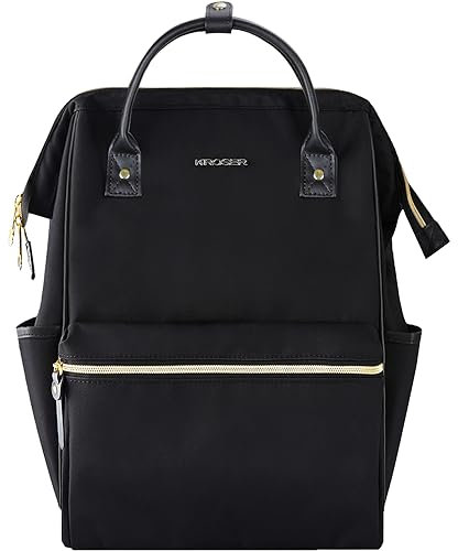 KROSER Laptop Backpack 17 Stylish Backpack Water Repellent College Casual Daypack with USB Port Travel Business Work Bag for Men/Women-Black