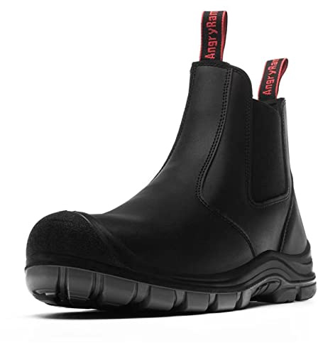 ANGRYRAM Steel Toe Slip on Work Boots for Men Waterproof Chelsea Industrial & Construction Shoes, Lightweight Comfortable Slip Resistant Safety boots