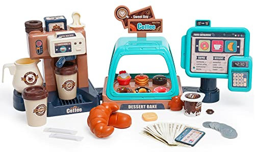 HOMCENT Kaffeemaschine Kinder, Rollenspiel Spielzeug mit Kaffeemaschine, Kaffeemaschine für Kinder Geburtstag, Grün