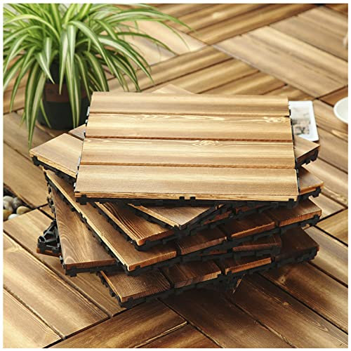 Piastrelle per Esterni 30x30cm Pavimento Tagliabile da Giardino in Legno, Mattonelle Pavimentazione Impermeabile con Drenaggio e Sistema Plug-in per Patio Terrazza Balcone Piscina,30 PCS