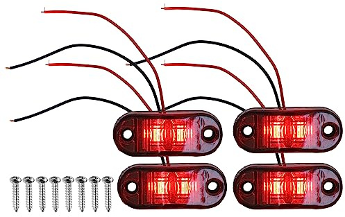 A ABSOPRO Front Rear Side Marker Light 2 LED for Truck Camper Red (Set of 4)