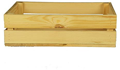 Wood Lot de 4 caisses de Rangement en Bois Naturel pour Fruits et légumes - pour Le Jardin, Les Pommes ou Les Pommes de Terre - 40 x 30 x 12 cm