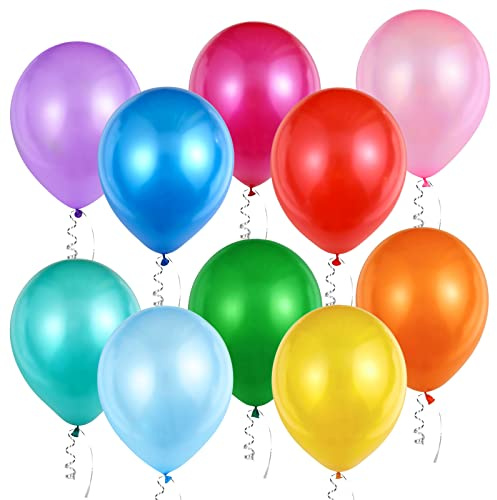 Luftballons Bunt, 60 Stück 12 Zoll Farben Latex Ballons, Blau Rosa Weiß Helium Balloons mit Bändern, Partyballon Dekorationen für Geburtstage Hochzeit Valentinstag Graduierung Kommunion Thema Party