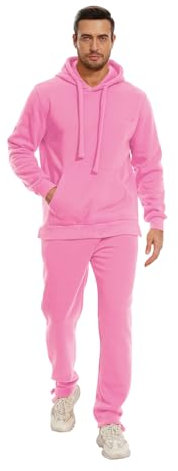 Tanderin Herren-Trainingsanzüge, Sweatanzüge für Herren, 2-teilig, lässig, athletisch, Joggen, warme Anzüge mit Taschen, Märchenpuder, 5X-Large