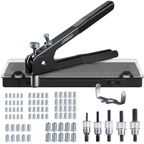 Nitängdset, AUTOUTLET 86 stycken nitmuttertänger, set gänginsats, nitpistolverktyg, med M3 M4 M5 M6 M8-taggar och 80 st nitmuttrar, 25 cm nitängd, blindnitar, sats (svart)