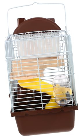 POPETPOP Double Layer Hamster Cage Villa for Small Pets Portable Acrylic Pet House Brown for Chinchillas and Hamsters