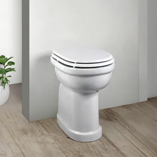 Sanitario Per Anziani Con Altezza 49 Cm E Installazione Standard Con Scarico A Pavimento | Water da L 37,5 x P 52 x H 49 cm Per Facilitare La Mobilità Degli Anziani In Ceramica Bianca