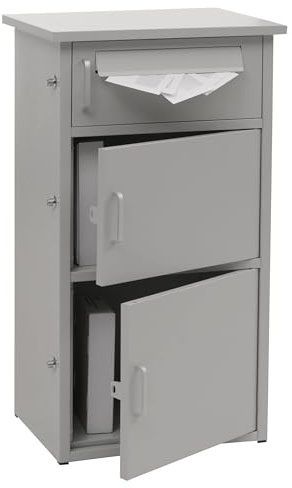 Cassetta per pacchi HWC-O51, cassetta postale portalettere, 3 scomparti, acciaio 89x49x38cm - grigio chiaro