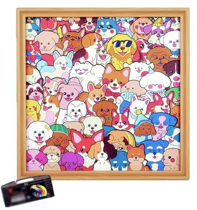 Marco de Rompecabezas de Madera para Perros, colorea tu Propio Rompecabezas con 36 marcadores, Rompecabezas para Colorear Creativo de 30x30 cm para niños Adultos para Amantes (1SET)