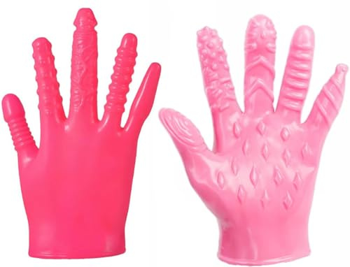 2PCS Massage Gloves with Finger Stimulators for Couples, Adjustable Sensory Touch Gloves for Clitoral, G-Zone and Body Massage, Intimate Accessories for Solo or Partner Play