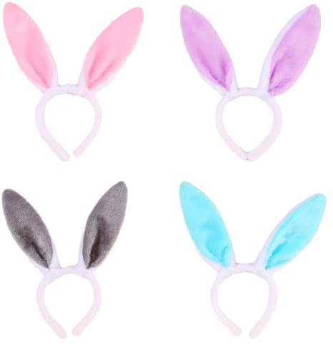 4 Diademas Con Orejas De Conejo, Diademas De Animales De Peluche, Lindos Accesorios Para El Cabello Para Niñas, Accesorios Para Disfraces De Pascua, Regalos Para Fiestas De Carnaval.