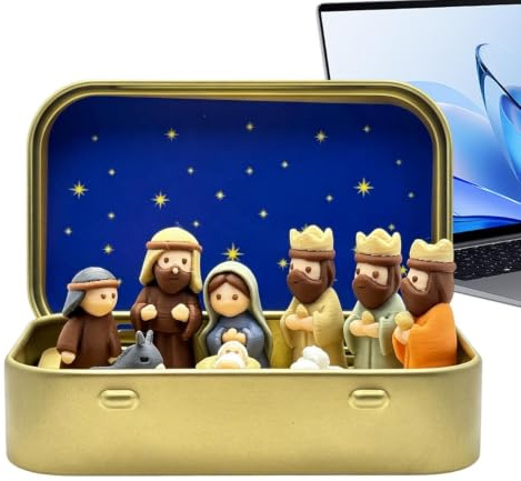 Julkrubba scen uppsättning 3D-utskrivna religiösa miniatyrgestalter i | Julens Krubbscen Figuriner För Bruk Vid Sängbord, Skrivbord, I , På Bokhyllan, Vid Öppen Spis, Inomhus Och På