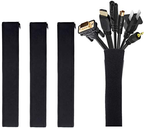 [4 Pcs] JOTO Cable Tidy Management Sleeve, 50 cm long, Wire Hider Cord Organizer System for PC TV Computer Home Entertainment, Flexible Cable Sleeve Wrap Cover