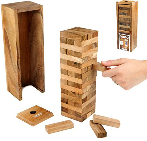 Logica Spiele, Art. Condo - Geschicklichkeitsspiel - Wackelturm - Holz Brettspiel - Gesellschaftsspiel - Familienspiel aus Holz (Medium A)
