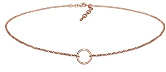 Elli Halskette Damen Choker Kreis Geo Look in 925 Sterling Silber Rosévergoldet