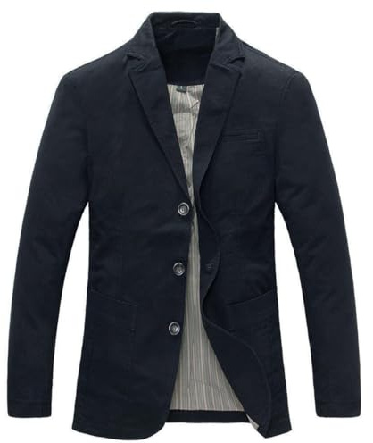 Allthemen Herrkavaj, sportig smal passform, sportjacka, fritidskavaj, svart jacka, använd look, Svart (3 knappar), S