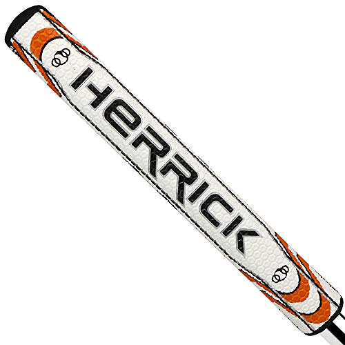 Golf Putter Grip, PU Leather Midsize Lightweight 60g, Orange/White