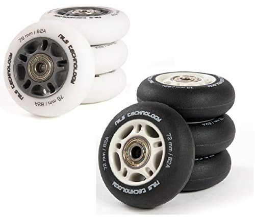 NILS Lot de 4 roulettes avec roulement à billes en PU ABEC 9 64-80 mm (blanc, 76 mm)