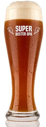 polareffekt Bicchiere da birra bianco con motivo a scelta, volume 0,5 l, grande scelta di motivi, grano, frumento di lievito, funghi, per gli amanti della birra, regalo per Grandpa, compleanno,