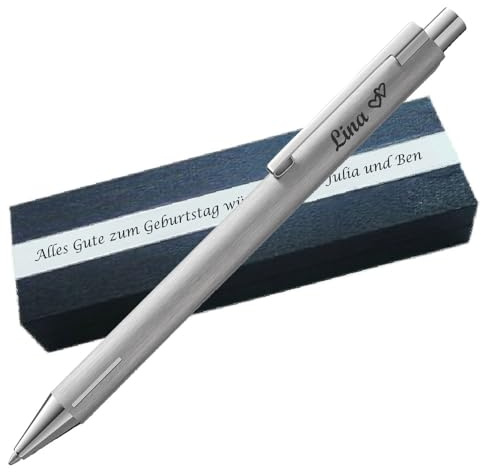 Personalisierter brushed Kugelschreiber 240 mit Geschenkbox inklusive Gravur Symbole gravierbar PS146Box2
