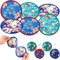 Namalu 6 Pcs Round Folding Handheld Fan Portable Japanese Style Summer Foldable Fan for Wedding gift outdoor Games decor Festival Party Favors(Elegant Colors,Japanese Nature)