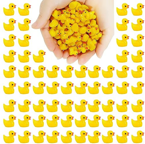 100PCS Mini Resin Ducks, Realistic Shape Tiny Ducks Cute Miniature Toy Baby Bath Time Toys Mini Rubber Ducks Ornaments for Aquariums, Dollhouses, Potted Plants, Garden Landscapes Decoration