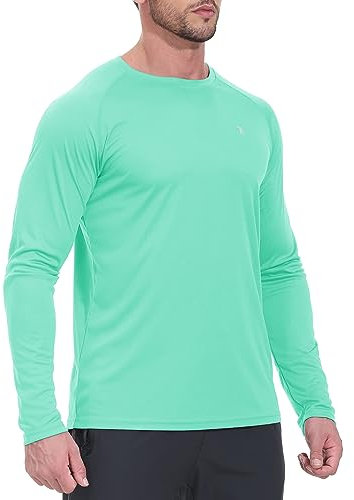 YSENTO Herren Rashguard UPF 50+ UV Schutz Shirt Schnell trocknen Leichter Sonnenschutz Langarm Funktions Schwimmshirt(Mintgrün,XL)