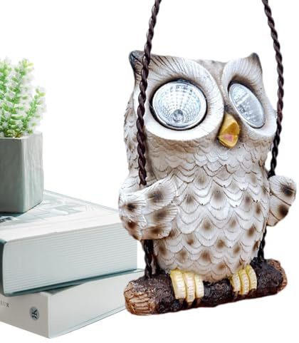 Búhos solares para exteriores, figura de búho de resina con luces solares, estatuas de jardín de búho alimentadas por energía solar, luz de estaca de jardín, luces solares de animales para porche,