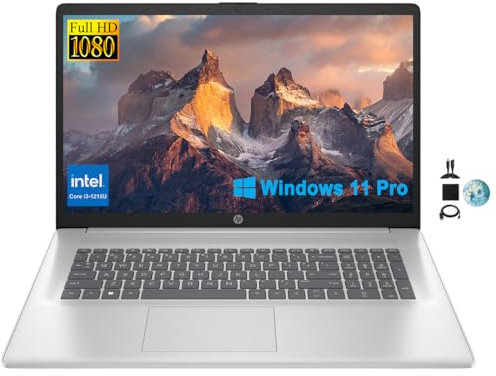 HP 17.3 FHD Business Laptop 2024, 32GB RAM, 1TB SSD, 12th Gen Intel Core i3-1215U (6-Core, Beat i5-1135G7), Wi-Fi, Long Battery Life, Webcam, Numpad, Windows 11 Pro, KyyWee Accessories