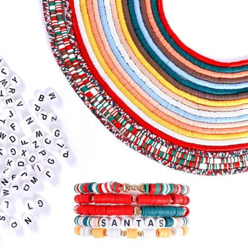 7200st Clay Beads Armband Making Kit, Christmas Friendship Armband Making Kit Innehåller 10 Färger Platta Lerpärlor & Bokstavspärlor Smyckestillverkningssats för Vuxna Barn Födelsedagspresent