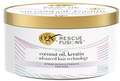 OGX Rescue Fusions Intense Repair & Strength Hair Mask, Infused with Coconut Oil, Keratin and Advanced Hair Technology, Clinically Proven to Visibly Repair Hair in One Use, 285ml