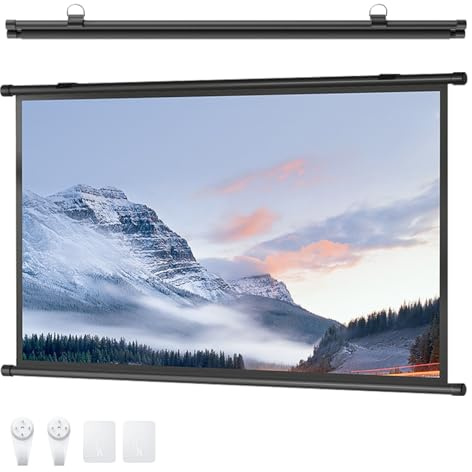 Ecran De Projection Portable, Ecran Videoprojecteur, Écran Videoprojecteur Enroulable Deroulant Plafond Mural Manuel 4k HD, Plafond Ou Mur Angle De Vision 178º pour Home Cinéma Intérieur Et Extérieur(