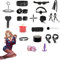 Quintrost Bondage Kit 18 Pezzi SM Bondage Set, Erotico Giocattoli Sessuali Set per Principianti, Sex Toys Sex Restraint Set per Coppie con Manette Maschera Occhi Morsetti Capezzoli (Nero)