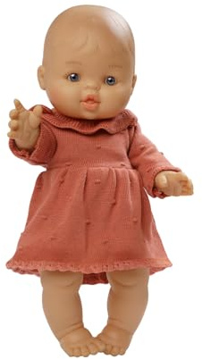 Heless 54031-docka med persika muslinklänning, 100 procent ekologisk bomull, storlek 34 cm, pfirsich-färg, normal, 54031