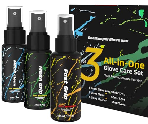 JFSLiF Torwarthandschuh Grip Spray-Set: enthält MSDS-zertifiziertes 50ml Super Glove Glue, 50 ml Sports Product tackifier and 50 ml Sports Equipment Cleaner