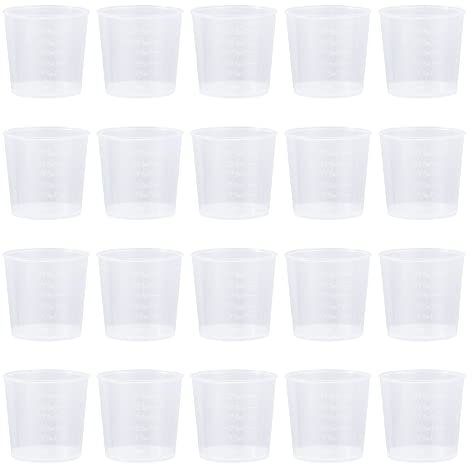 20 tazas medidoras de plástico con báscula, vasos transparentes para mezclar epoxi transparente