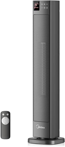 Midea NTH20-22GRSE(GR) Stufa Elettrica in Ceramica 2000W con Termostato e Telecomando, 76 cm, 3 Modalità, Timer 24H, Protezione dal Surriscaldamento e Ribaltamento, Riscaldamento Rapido