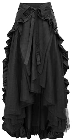 Gonna gotica da donna a vita alta, gonna steampunk da donna a vita alta con volant, lungo abito tradizionale con orlo irregolare, vintage, vittoriano, gonna a pieghe, outfit da festival per Halloween